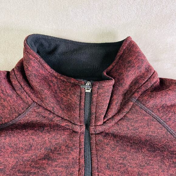 Eddie‎ Bauer Sweater Men XL Maroon Fleece 1/4 Zip Pullover Collared Outdoor - Picture 2 of 12